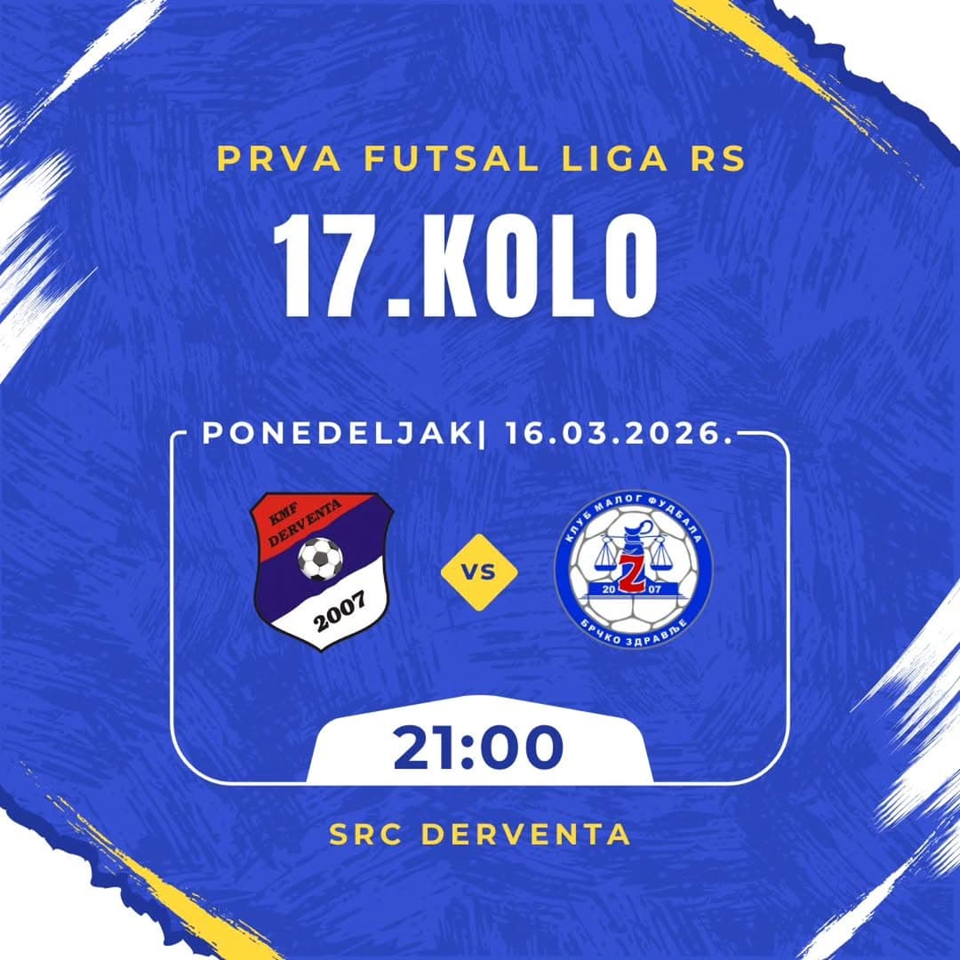 U okviru 17. kola Prve futsal lige Republike Srpske, naš tim gostuje u Derventi gdje će odmjeriti snage sa ekipom KMF Derventa.
